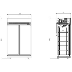 Armoire réfrigérée blanche positive avec canopy - 0/+10°C - 2 portes vitrées battantes - 1000 litres