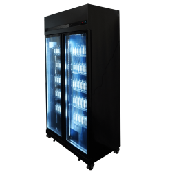 Vitrine murale réfrigérée full black positive 0/+10°C - 2 portes vitrées battantes - 770 litres