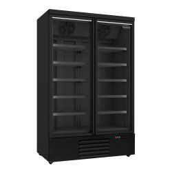 Armoire réfrigérée full black négative -18/-22°C - 2 portes vitrées battantes - 1000 litres