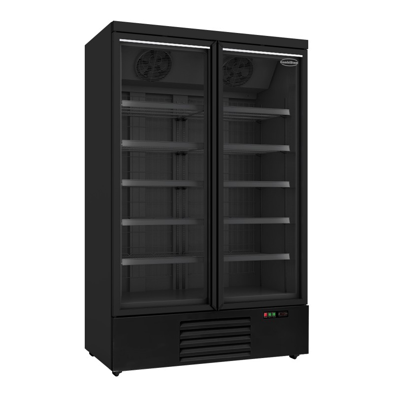 Armoire réfrigérée full black négative -18/-22°C - 2 portes vitrées battantes - 1000 litres