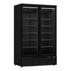 Armoire réfrigérée full black positive 0/+10°C - 2 portes vitrées battantes - 1000 litres