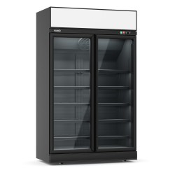 Armoire réfrigérée full black négative avec canopy -18/-22°C - 2 portes vitrées battantes - 1000 litres