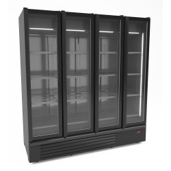 Vitrine murale réfrigérée full black positive +1/+7°C - 4 portes vitrées battantes - 1850 litres - Combisteel