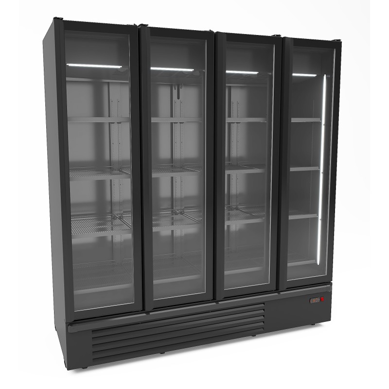Vitrine murale réfrigérée full black positive +1/+7°C - 4 portes vitrées battantes - 1850 litres - Combisteel