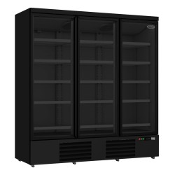 Armoire réfrigérée full black positive 0/+10°C - 3 portes vitrées battantes - 1530 litres