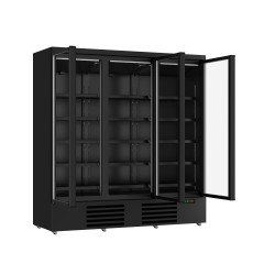 Armoire réfrigérée full black positive 0/+10°C - 3 portes vitrées battantes - 1530 litres