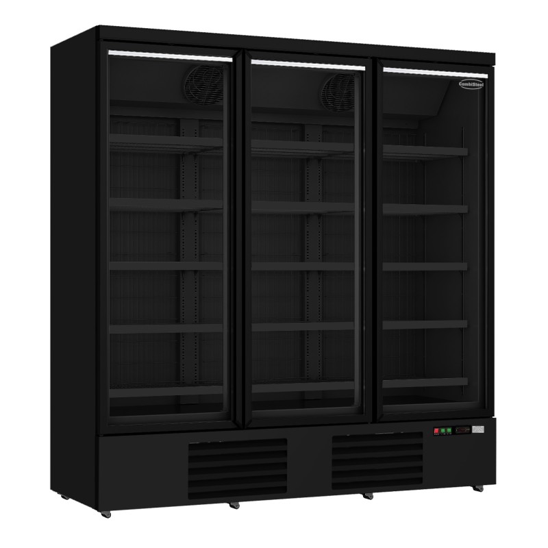 Armoire réfrigérée full black négative -18/-22°C - 3 portes vitrées battantes - 1530 litres
