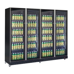 Vitrine réfrigérée full black positive 0/+10°C - 4 portes vitrées battantes - 1608 litres