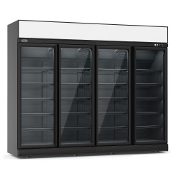 Vitrine réfrigérée négative full black -18/-22°C - 4 portes vitrées - 1450 litres