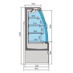 Vitrine murale noire positive avec portes coulissantes - T°+2/+4°C - Dimensions : 1310 x 665 x 1500 mm - Combisteel