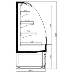 Vitrine réfrigérée murale libre service bombée 1.5 x 0.66 x 1.5 m