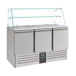 SALADETTE RÉFRIGÉREE AVEC VERRE 3 PORTES - 1365x700x850 mm