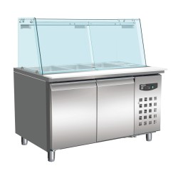Saladette réfrigérée positive avec pare-haleine - 2 portes - 4 x GN 1/1