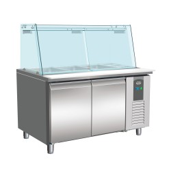 Saladette réfrigérée positive avec pare-haleine - 2 portes - 3 x GN 1/1 + 3 x GN 1/6
