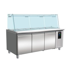 Saladette réfrigérée positive avec pare-haleine - 3 portes - 5 x GN 1/1