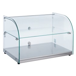 Vitrine bombée neutre à poser avec étagère intermédiaire