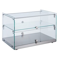 Vitrine rectangulaire neutre à poser avec étagère intermédiaire