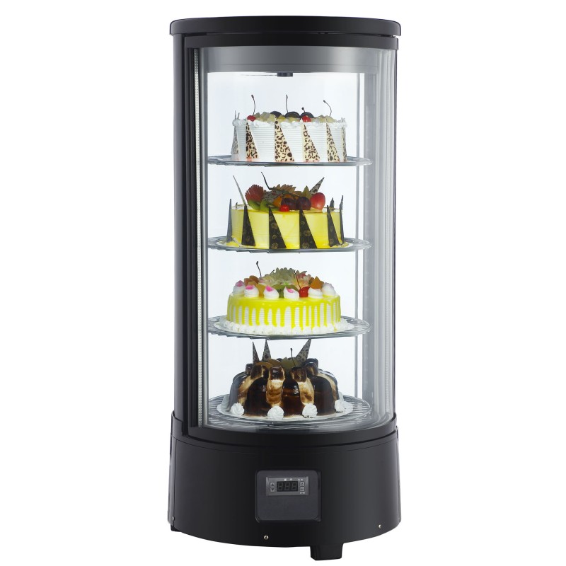 Vitrine à pâtisserie cylindrique rotative positive 72 litres