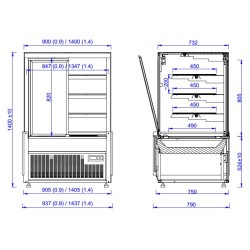 Vitrine réfrigérée de boulangerie - Gamme NERO - 1000 mm