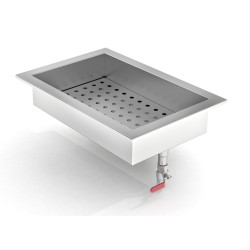 Bac à glace pilée intégré inox poissonnerie - 1/1 GN - 402 x 590 x 170 mm