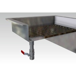 Bac à glace pilée intégré inox poissonnerie - 1/1 GN - 402 x 590 x 170 mm