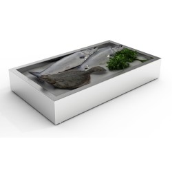 Bac à glace pilée inox poissonnerie - 3/1 GN - 1042 x 590 x 170 mm