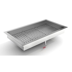 Bac à glace pilée intégré inox poissonnerie - 3/1 GN - 1042 x 590 x 170 mm