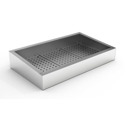 Bac à glace pilée incliné inox poissonnerie - 3/1 GN - 1042 x 590 x 160/210 mm