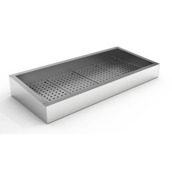 Bac à glace pilée incliné inox poissonnerie - 4/1 GN - 1362 x 590 x 160/210 mm