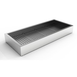 Bac à glace pilée inox poissonnerie - 4/1 GN - 1362 x 590 x 170 mm