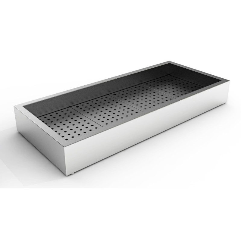 Bac à glace pilée inox poissonnerie - 4/1 GN - 1362 x 590 x 170 mm