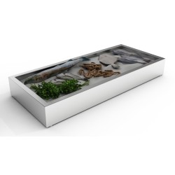 Bac à glace pilée inox poissonnerie - 4/1 GN - 1362 x 590 x 170 mm