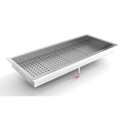 Bac à glace pilée intégré inox poissonnerie - 4/1 GN - 1362 x 590 x 170 mm