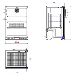 Arrière-bar noir - 1 portes vitrée battante - 138 litres - HAUTEUR 900 mm - Combisteel