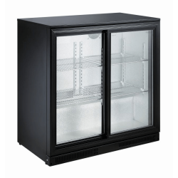 ARRIÈRE BAR RÉFRIGÉRÉE NOIR 2 PORTES COULISST - 900x500x900 mm