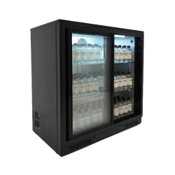 ARRIÈRE BAR RÉFRIGÉRÉE NOIR 2 PORTES COULISST - 900x500x900 mm