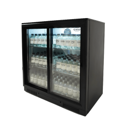 ARRIÈRE BAR RÉFRIGÉRÉE NOIR 2 PORTES COULISST - 900x500x900 mm