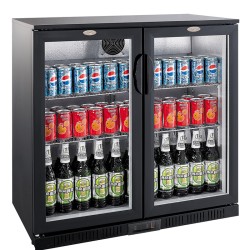 Arrière-bar noir - 2 portes vitrées battantes - 198 litres - HAUTEUR 850 mm - Combisteel
