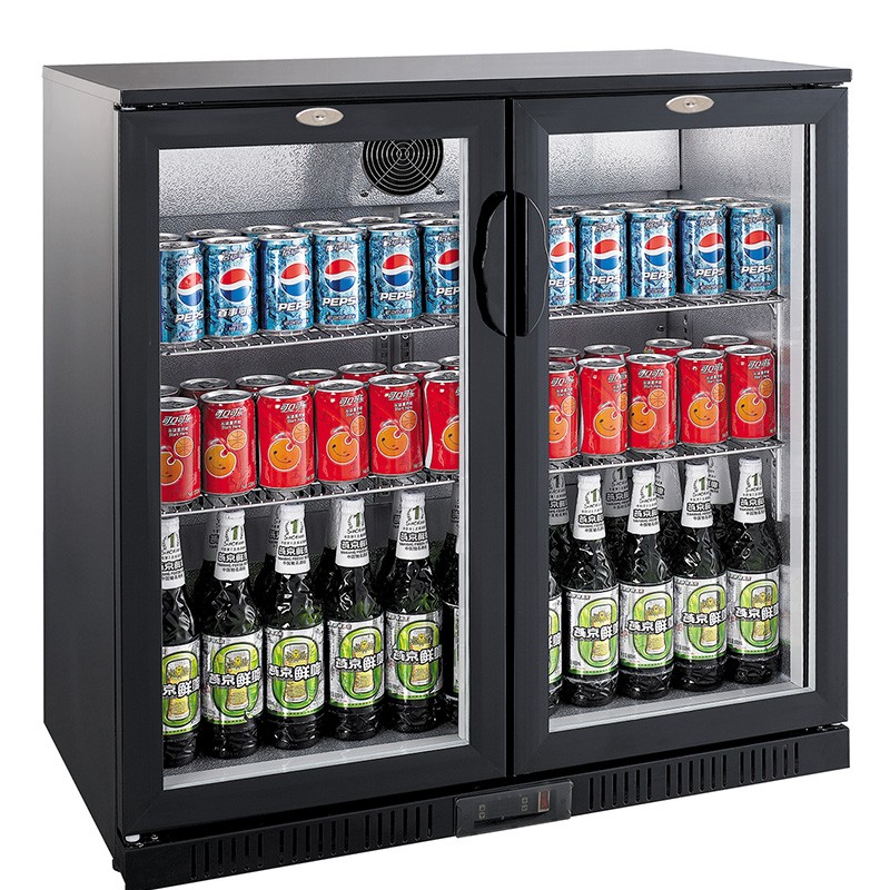 Arrière-bar noir - 2 portes vitrées battantes - 198 litres - HAUTEUR 850 mm - Combisteel