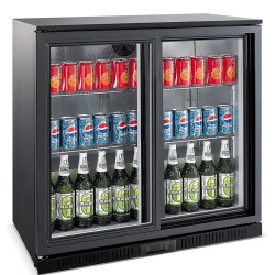 Arrière-bar noir - 2 portes vitrée coulissantes - 198 litres - HAUTEUR 850 mm - Combisteel