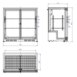 Arrière-bar noir - 2 portes vitrée coulissantes - 198 litres - HAUTEUR 850 mm - Combisteel