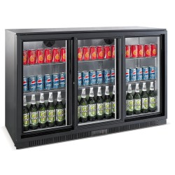 Arrière-bar noir - 3 portes vitrées coulissantes - 320 litres - HAUTEUR 850 mm - Combisteel