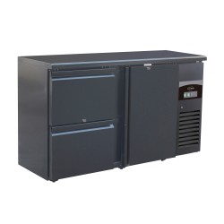 Arrière-bar réfrigéré noir 2 tiroirs + 1 porte battante