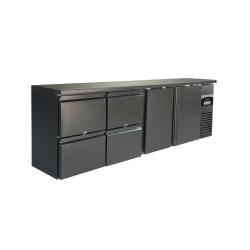 Arrière-bar réfrigéré noir 4 tiroirs + 2 portes battantes