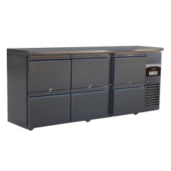 Arrière-bar réfrigéré noir 6 tiroirs