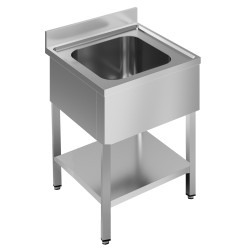 Plonge professionnelle en inox avec étagère démontable et évier central