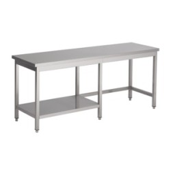 Table de travail inox professionnelle avec demi étagère longueur 2000 mm