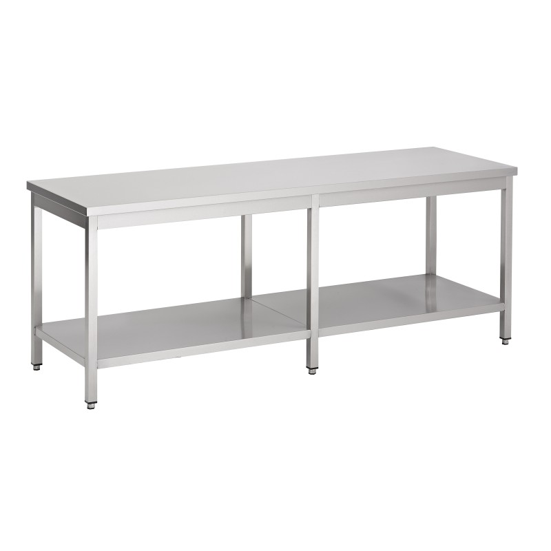 Table de travail inox professionnelle avec étagère longueur 2400 mm