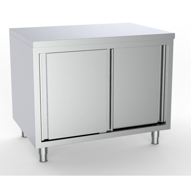 Meuble bas inox professionnel avec portes coulissantes longueur 1800 mm