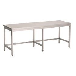 Table de travail inox ouvert pour cuisine professionnelle - 2700x800x900 mm